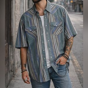 Vintage 90s Saddle King Western by Key Pearl Snap Shirt 3XL